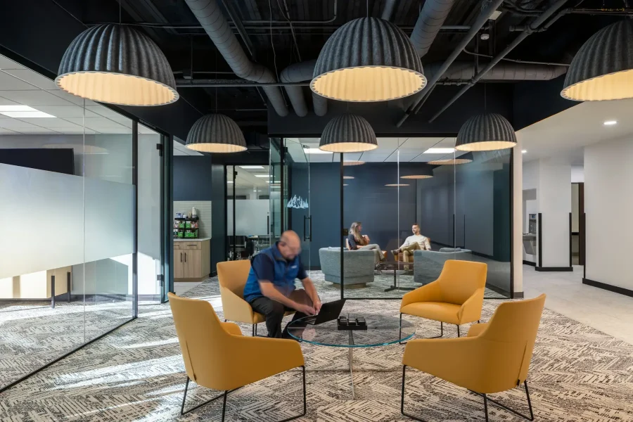 office lobby and seating area
